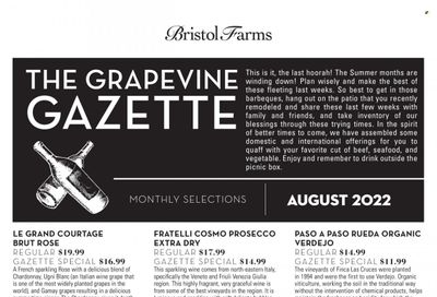 Bristol Farms (CA) Weekly Ad Flyer Specials August 3 to August 30, 2022