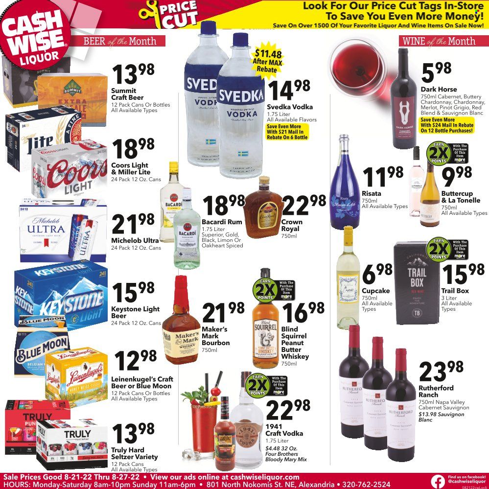 Cash Wise Liquor Only (MN) Weekly Ad Flyer Specials August 21 to August 27, 2022