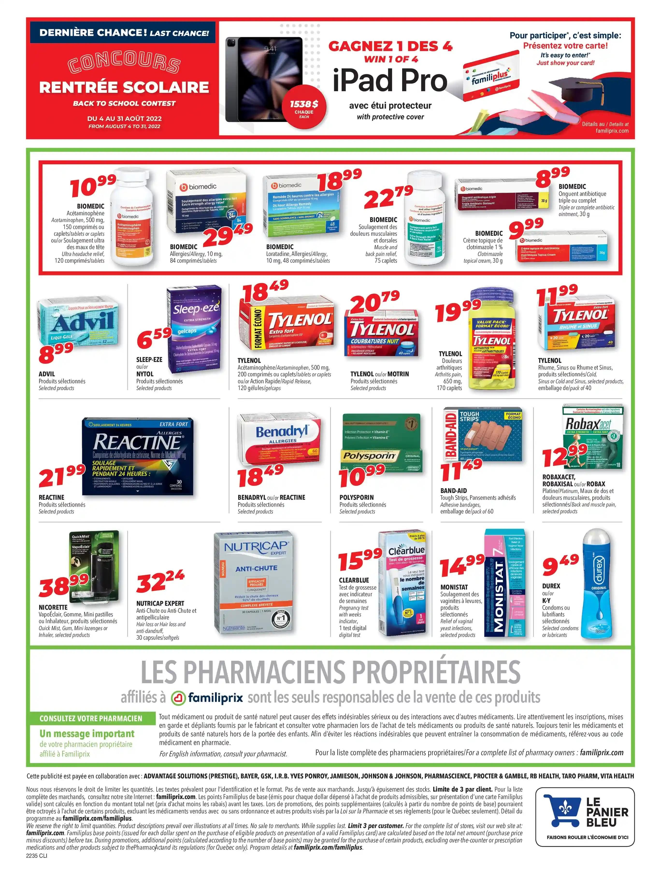 Familiprix Clinique Flyer August 25 to 31