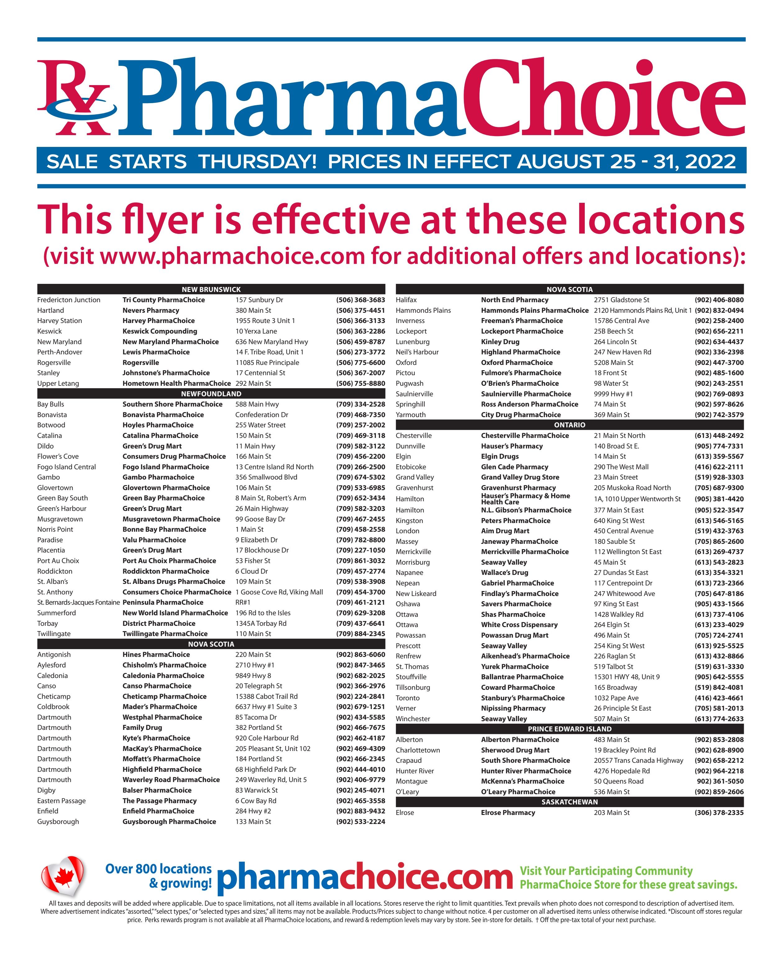 PharmaChoice (ON & Atlantic) Flyer August 25 to 31