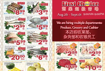 First Choice Supermarket Flyer August 26 to September 1