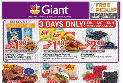 Giant Food (DE, MD, VA) Weekly Ad Flyer Specials August 26 to September 1, 2022