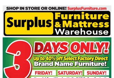 Surplus Furniture & Mattress Warehouse (Winnipeg) Flyer August 29 to September 4