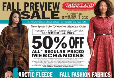 Fabricland (Oshawa, Whitby, Kitchener, St. Catharines, Welland) Flyer August 29 to September 18
