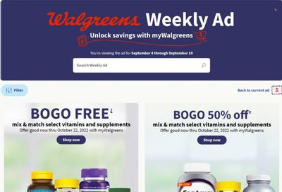 Walgreens Weekly Ad Flyer Specials September 4 to September 10, 2022