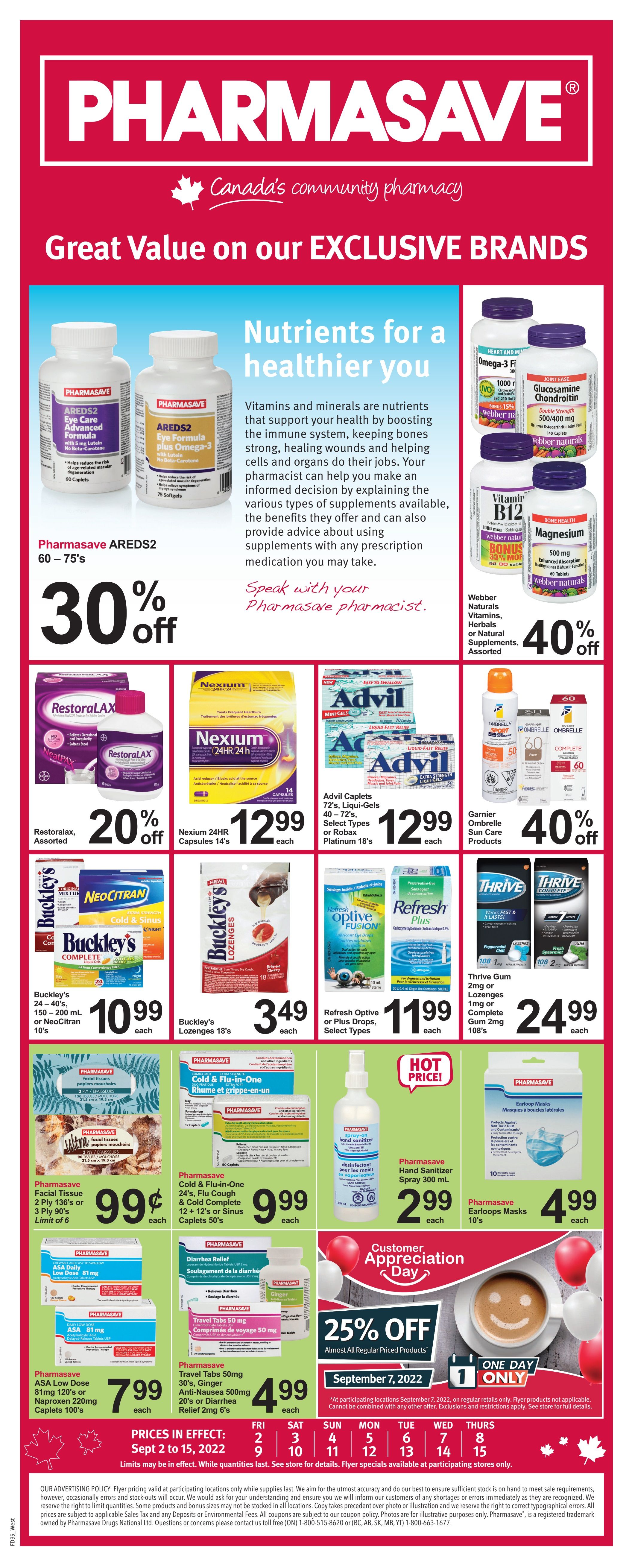 Pharmasave (West) Flyer September 2 to 15