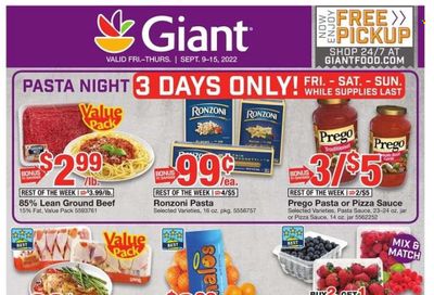 Giant Food (DE, MD, VA) Weekly Ad Flyer Specials September 9 to September 15, 2022