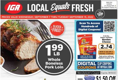 IGA (IN) Weekly Ad Flyer Specials September 7 to September 13, 2022