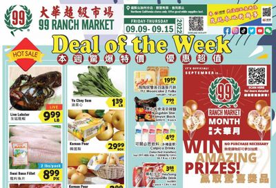 99 Ranch Market (92, CA) Weekly Ad Flyer Specials September 9 to September 15, 2022