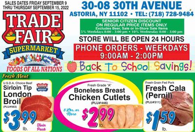 Trade Fair Supermarket (NY) Weekly Ad Flyer Specials September 9 to September 15, 2022