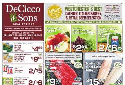 DeCicco & Sons (NY) Weekly Ad Flyer Specials September 9 to September 15, 2022