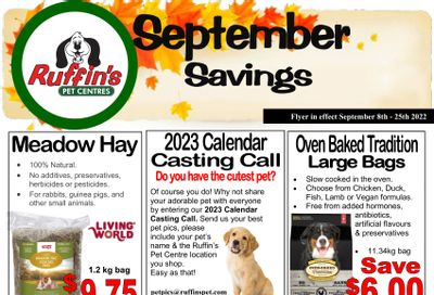 Rufiin's Pet Centre Flyer September 8 to 25