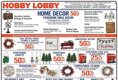 Hobby Lobby Weekly Ad Flyer Specials September 11 to September 17, 2022