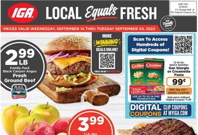 IGA (IN) Weekly Ad Flyer Specials September 14 to September 20, 2022