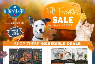 Ren's Pets Fall Favourites Sale Flyer September 1 to 28