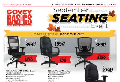 Covey Basics Seating Event Flyer September 1 to 30