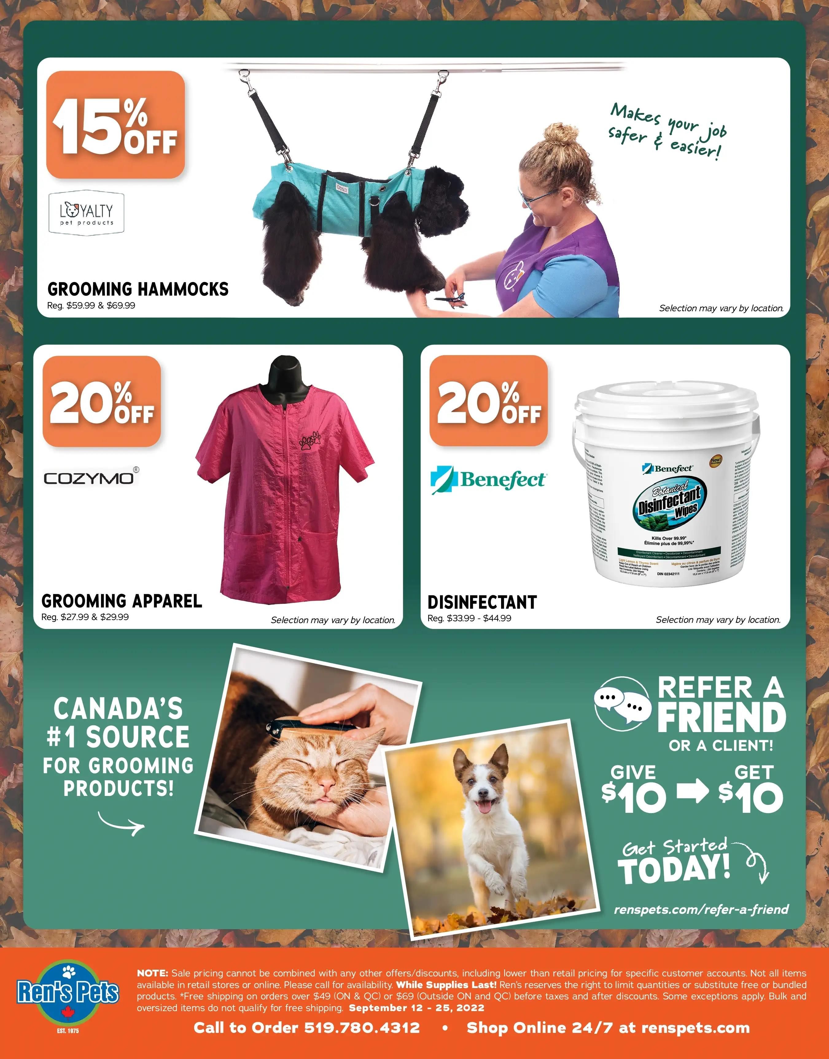 Ren's Pets Monthly Fall-ing for Groomers Sale Flyer September 12 to 25