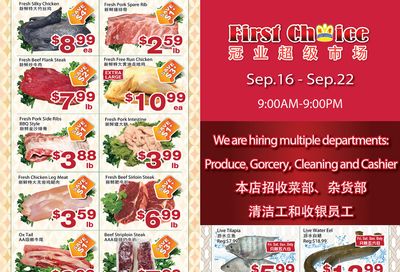 First Choice Supermarket Flyer September 16 to 22