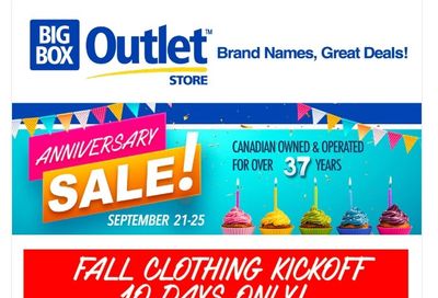 Big Box Outlet Store Flyer September 21 to 25