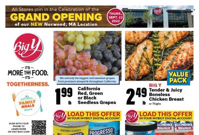 Big Y (CT, MA) Weekly Ad Flyer Specials September 22 to September 28, 2022