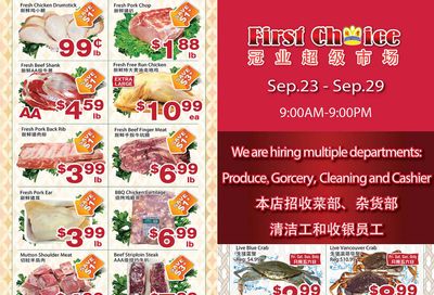 First Choice Supermarket Flyer September 23 to 29