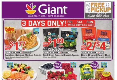 Giant Food (DE, MD, VA) Weekly Ad Flyer Specials September 23 to September 29, 2022
