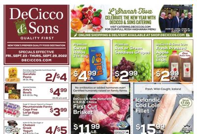 DeCicco & Sons (NY) Weekly Ad Flyer Specials September 23 to September 29, 2022