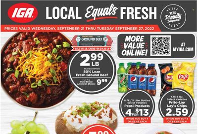 IGA (KY) Weekly Ad Flyer Specials September 21 to September 27, 2022