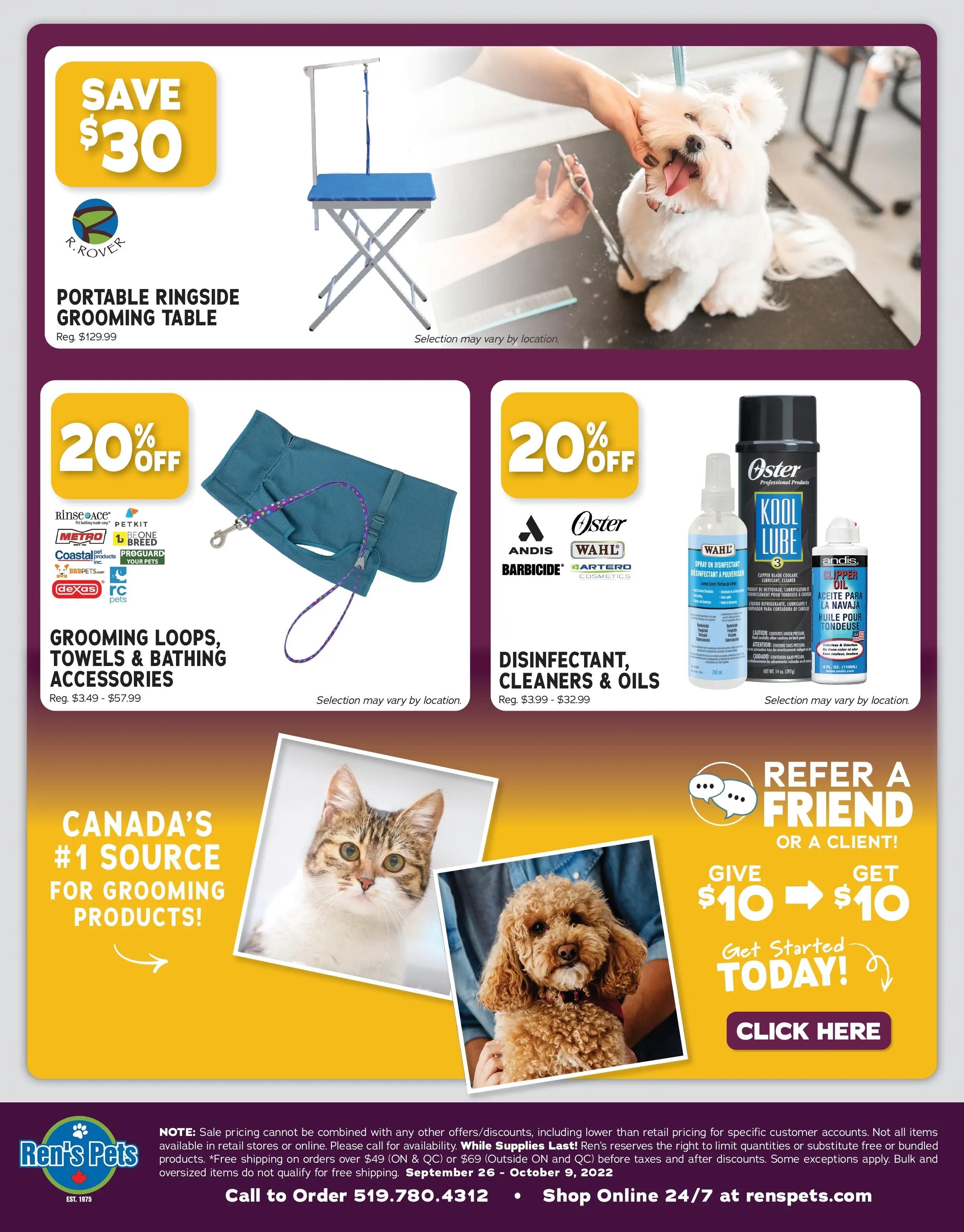 Ren's Pets Posh Grooming Sale Flyer September 26 to October 9