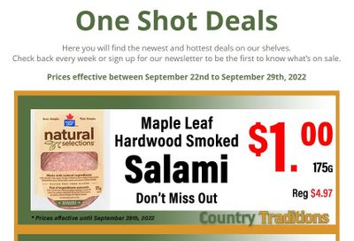 Country Traditions One-Shot Deals Flyer September 22 to 29