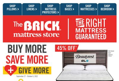 The Brick Mattress Store Flyer September 27 to October 6