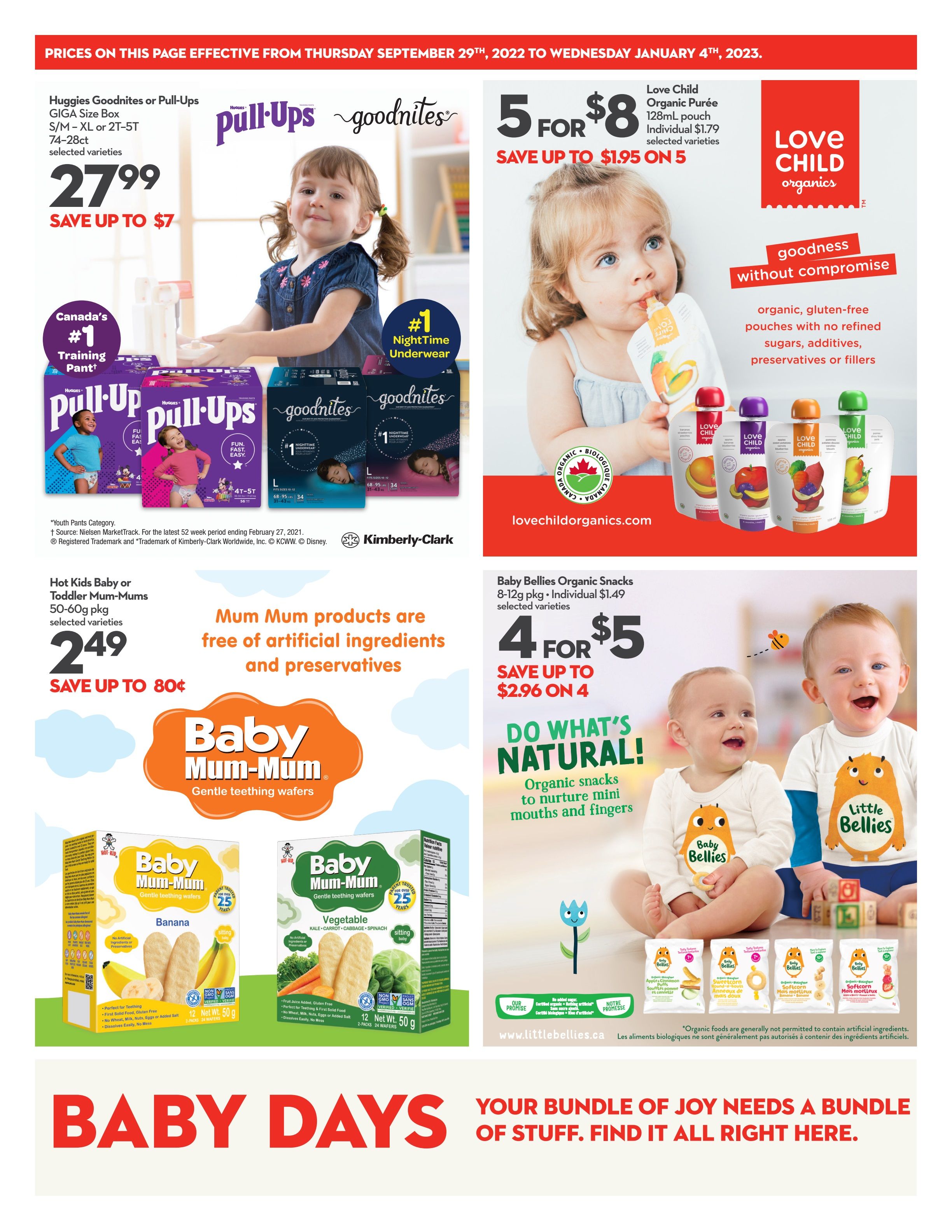 Longo's Baby Days Flyer September 29 to January 4