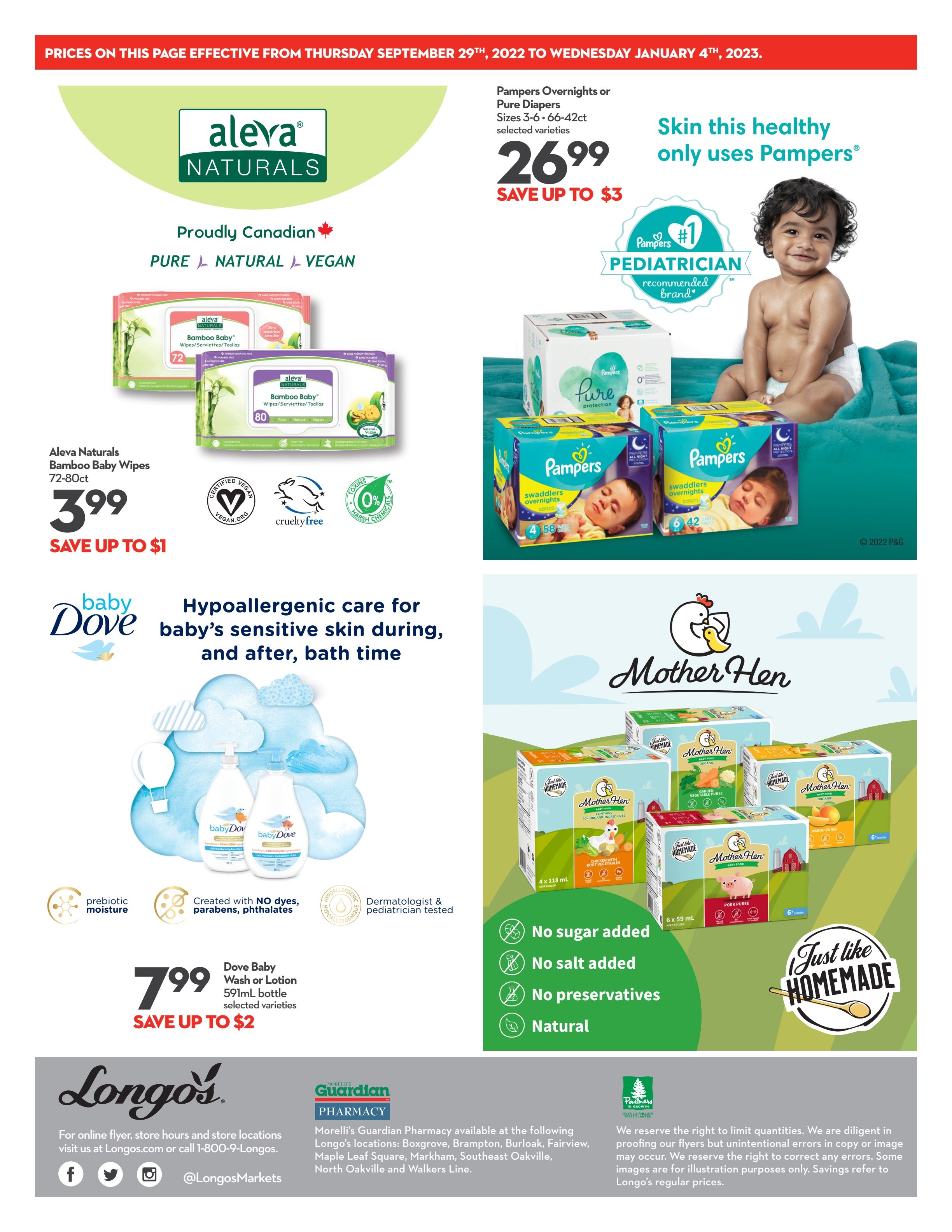 Longo's Baby Days Flyer September 29 to January 4