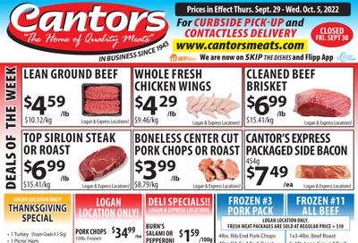 Cantor's Meats Flyer September 29 to October 5