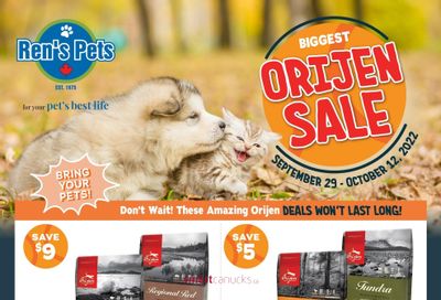 Ren's Pets Orijen Sale Flyer September 29 to October 12