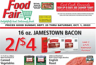 Food Fair Market (KY, OH, WV) Weekly Ad Flyer Specials September 25 to October 1, 2022