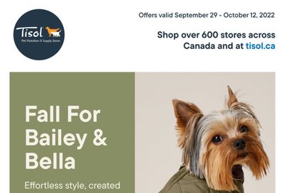 Tisol Pet Nutrition & Supply Stores Flyer September 29 to October 12