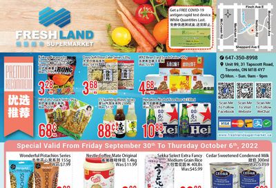 FreshLand Supermarket Flyer September 30 to October 6