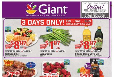 Giant Food (DE, MD, VA) Weekly Ad Flyer Specials September 30 to October 6, 2022