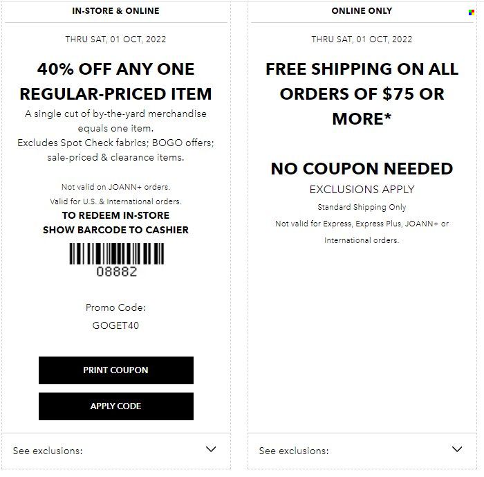 JOANN Weekly Ad Flyer Specials October 1 to October 1, 2022