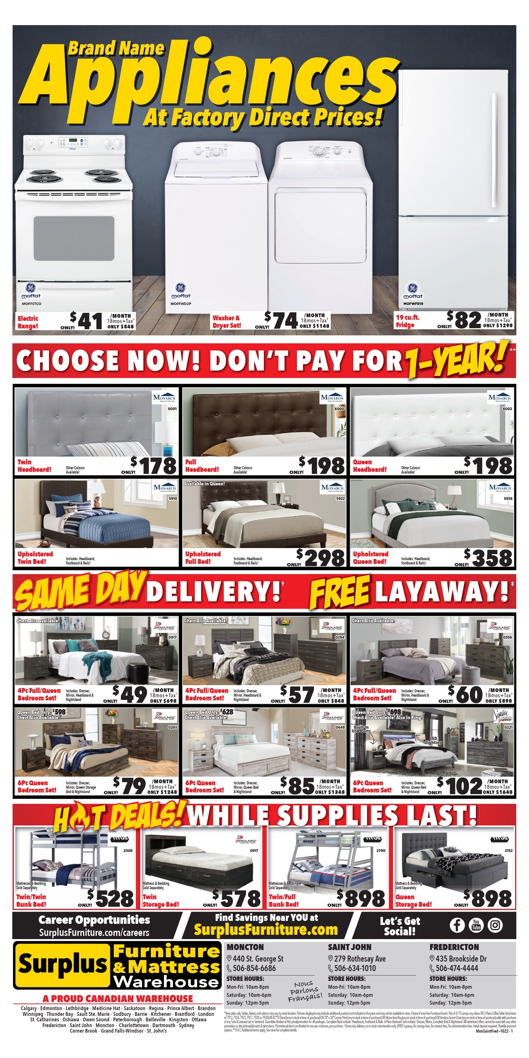 Surplus Furniture & Mattress Warehouse (Moncton) Flyer October 3 to 23
