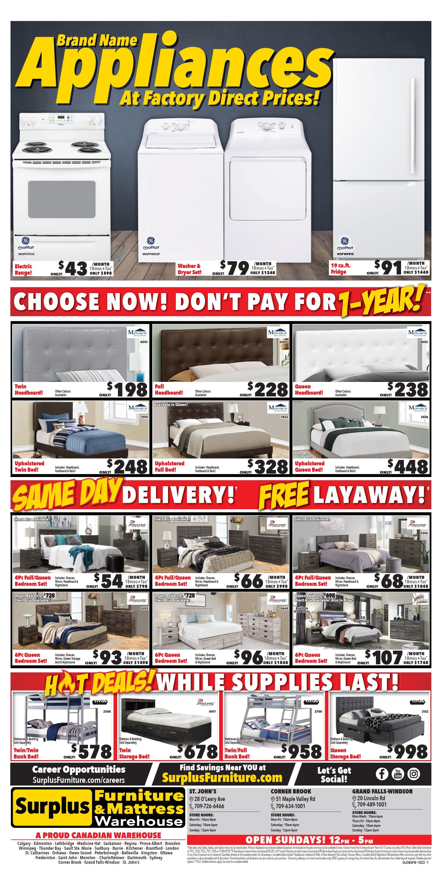 Surplus Furniture & Mattress Warehouse (Corner Brook) Flyer October 3 to 23