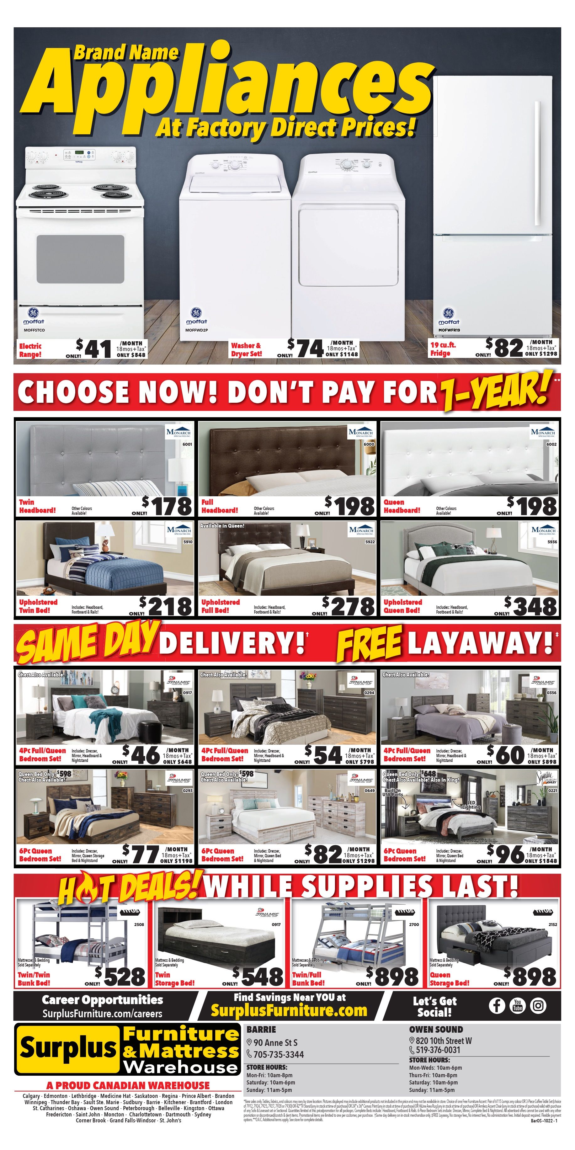 Surplus Furniture & Mattress Warehouse (Barrie) Flyer October 3 to 23