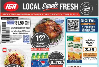 IGA (KY) Weekly Ad Flyer Specials October 5 to October 11, 2022