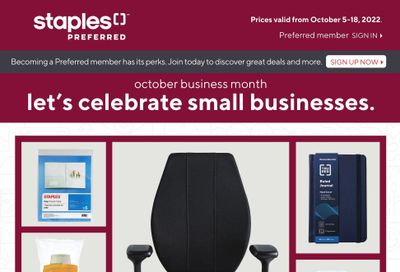 Staples Business Flyer October 5 to 18