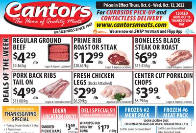 Cantor's Meats Flyer October 6 to 12