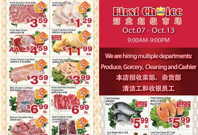 First Choice Supermarket Flyer October 7 to 13