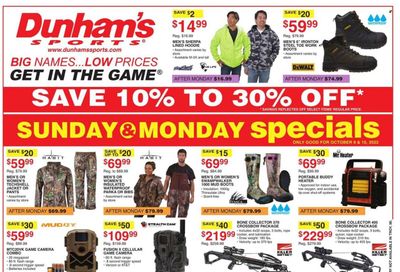 Dunham's Sports (MI, PA, WI) Weekly Ad Flyer Specials October 8 to October 13, 2022