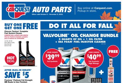 Carquest Weekly Ad Flyer Specials October 6 to November 9, 2022
