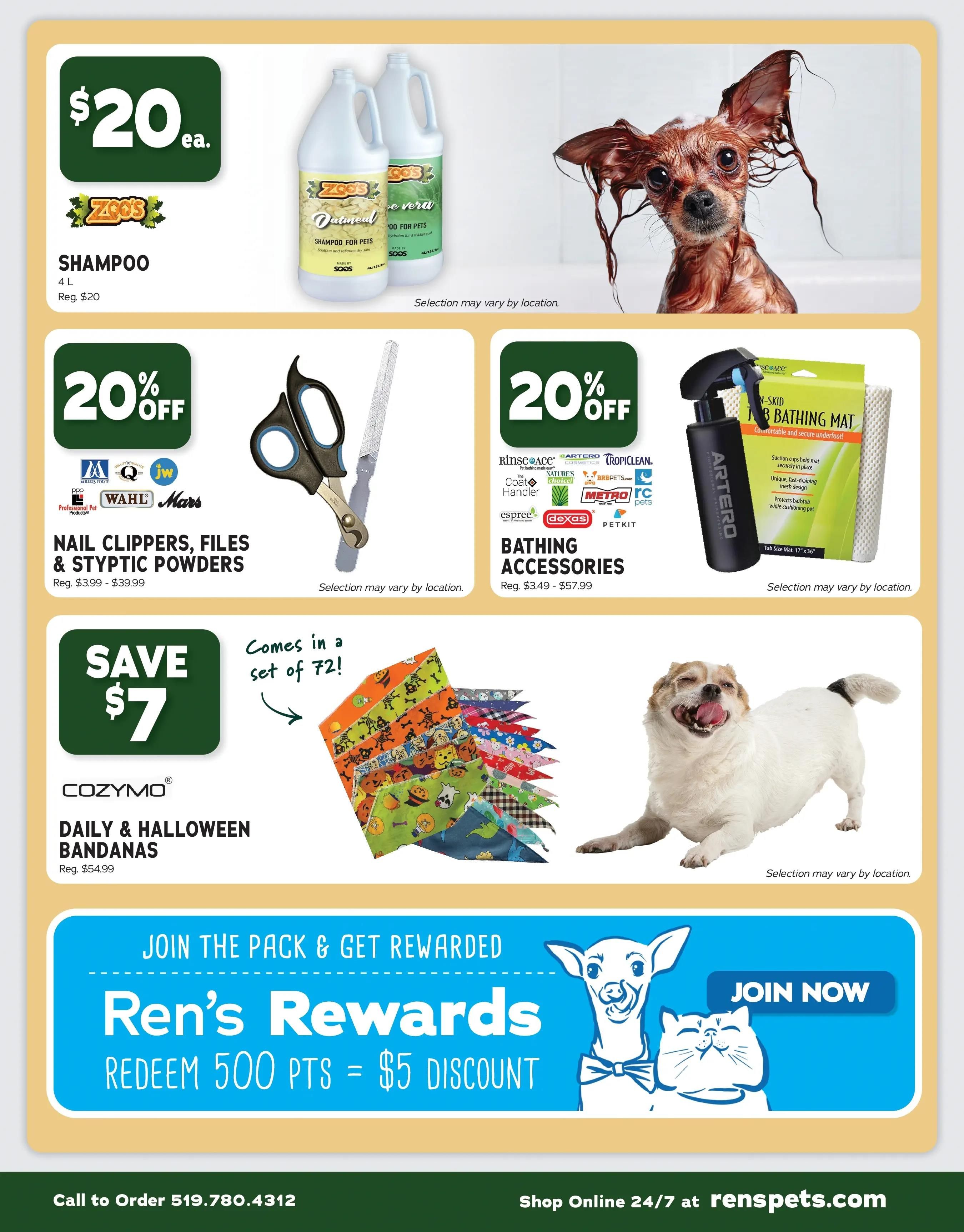 Ren's Pets Shampalooza Grooming Sale Flyer October 10 to 23
